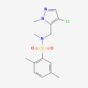 molecular formula C14H18ClN3O2S B4348185 N~1~-[(4-CHLORO-1-METHYL-1H-PYRAZOL-5-YL)METHYL]-N~1~,2,5-TRIMETHYL-1-BENZENESULFONAMIDE 