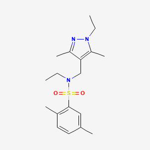 molecular formula C18H27N3O2S B4348277 N-ethyl-N-[(1-ethyl-3,5-dimethyl-1H-pyrazol-4-yl)methyl]-2,5-dimethylbenzenesulfonamide 