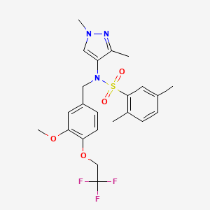 molecular formula C23H26F3N3O4S B4348293 N~1~-(1,3-DIMETHYL-1H-PYRAZOL-4-YL)-N~1~-[3-METHOXY-4-(2,2,2-TRIFLUOROETHOXY)BENZYL]-2,5-DIMETHYL-1-BENZENESULFONAMIDE 