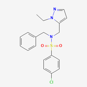 molecular formula C19H20ClN3O2S B4348334 N~1~-BENZYL-4-CHLORO-N~1~-[(1-ETHYL-1H-PYRAZOL-5-YL)METHYL]-1-BENZENESULFONAMIDE 