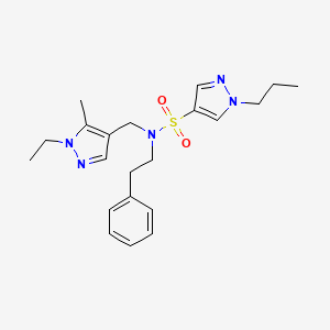 molecular formula C21H29N5O2S B4348340 N-[(1-ethyl-5-methyl-1H-pyrazol-4-yl)methyl]-N-(2-phenylethyl)-1-propyl-1H-pyrazole-4-sulfonamide 