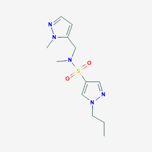 molecular formula C12H19N5O2S B4348373 N~4~-METHYL-N~4~-[(1-METHYL-1H-PYRAZOL-5-YL)METHYL]-1-PROPYL-1H-PYRAZOLE-4-SULFONAMIDE 