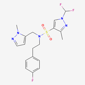 molecular formula C18H20F3N5O2S B4348441 1-(DIFLUOROMETHYL)-N~4~-(4-FLUOROPHENETHYL)-3-METHYL-N~4~-[(1-METHYL-1H-PYRAZOL-5-YL)METHYL]-1H-PYRAZOLE-4-SULFONAMIDE 