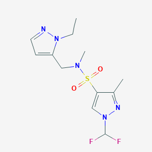 molecular formula C12H17F2N5O2S B4348451 1-(DIFLUOROMETHYL)-N~4~-[(1-ETHYL-1H-PYRAZOL-5-YL)METHYL]-N~4~,3-DIMETHYL-1H-PYRAZOLE-4-SULFONAMIDE 