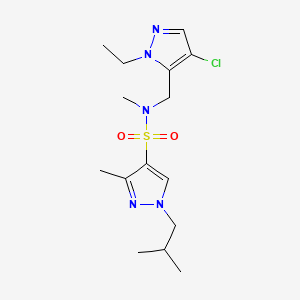 molecular formula C15H24ClN5O2S B4348479 N~4~-[(4-CHLORO-1-ETHYL-1H-PYRAZOL-5-YL)METHYL]-1-ISOBUTYL-N~4~,3-DIMETHYL-1H-PYRAZOLE-4-SULFONAMIDE 