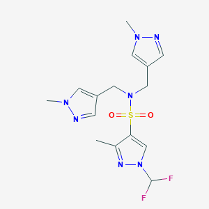 molecular formula C15H19F2N7O2S B4348481 1-(DIFLUOROMETHYL)-3-METHYL-N~4~,N~4~-BIS[(1-METHYL-1H-PYRAZOL-4-YL)METHYL]-1H-PYRAZOLE-4-SULFONAMIDE 