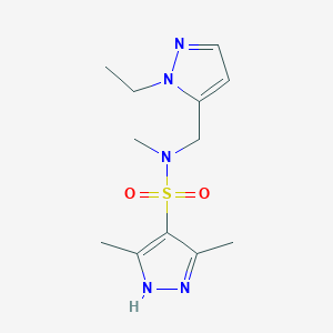 molecular formula C12H19N5O2S B4348539 N-[(1-ethyl-1H-pyrazol-5-yl)methyl]-N,3,5-trimethyl-1H-pyrazole-4-sulfonamide 