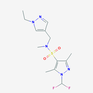 molecular formula C13H19F2N5O2S B4348561 1-(DIFLUOROMETHYL)-N~4~-[(1-ETHYL-1H-PYRAZOL-4-YL)METHYL]-N~4~,3,5-TRIMETHYL-1H-PYRAZOLE-4-SULFONAMIDE 