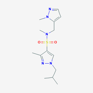 molecular formula C14H23N5O2S B4348572 1-ISOBUTYL-N~4~,3-DIMETHYL-N~4~-[(1-METHYL-1H-PYRAZOL-5-YL)METHYL]-1H-PYRAZOLE-4-SULFONAMIDE 