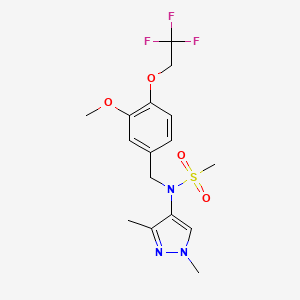 molecular formula C16H20F3N3O4S B4348619 N-(1,3-dimethyl-1H-pyrazol-4-yl)-N-[3-methoxy-4-(2,2,2-trifluoroethoxy)benzyl]methanesulfonamide 