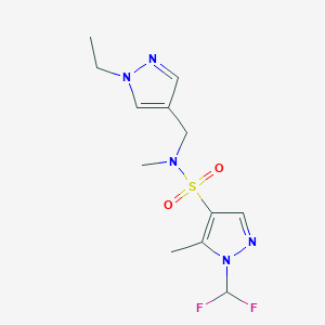 molecular formula C12H17F2N5O2S B4348638 1-(DIFLUOROMETHYL)-N~4~-[(1-ETHYL-1H-PYRAZOL-4-YL)METHYL]-N~4~,5-DIMETHYL-1H-PYRAZOLE-4-SULFONAMIDE 