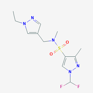 molecular formula C12H17F2N5O2S B4348653 1-(DIFLUOROMETHYL)-N~4~-[(1-ETHYL-1H-PYRAZOL-4-YL)METHYL]-N~4~,3-DIMETHYL-1H-PYRAZOLE-4-SULFONAMIDE 