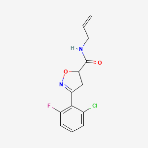 molecular formula C13H12ClFN2O2 B4348658 N-allyl-3-(2-chloro-6-fluorophenyl)-4,5-dihydro-5-isoxazolecarboxamide 