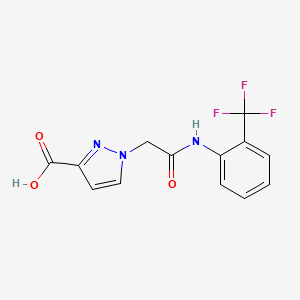 molecular formula C13H10F3N3O3 B4348787 1-(2-oxo-2-{[2-(trifluoromethyl)phenyl]amino}ethyl)-1H-pyrazole-3-carboxylic acid 