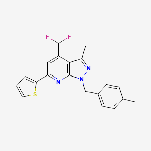 molecular formula C20H17F2N3S B4348867 4-(difluoromethyl)-3-methyl-1-(4-methylbenzyl)-6-(2-thienyl)-1H-pyrazolo[3,4-b]pyridine 