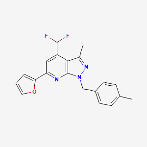 molecular formula C20H17F2N3O B4348883 4-(difluoromethyl)-6-(2-furyl)-3-methyl-1-(4-methylbenzyl)-1H-pyrazolo[3,4-b]pyridine 