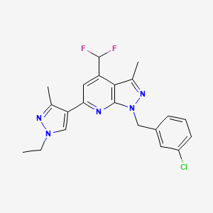 molecular formula C21H20ClF2N5 B4348935 1-(3-chlorobenzyl)-4-(difluoromethyl)-6-(1-ethyl-3-methyl-1H-pyrazol-4-yl)-3-methyl-1H-pyrazolo[3,4-b]pyridine 