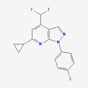 molecular formula C16H12F3N3 B4348940 6-cyclopropyl-4-(difluoromethyl)-1-(4-fluorophenyl)-1H-pyrazolo[3,4-b]pyridine 