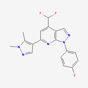 molecular formula C18H14F3N5 B4348969 4-(difluoromethyl)-6-(1,5-dimethyl-1H-pyrazol-4-yl)-1-(4-fluorophenyl)-1H-pyrazolo[3,4-b]pyridine 