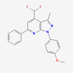 molecular formula C21H17F2N3O B4349000 4-[4-(DIFLUOROMETHYL)-3-METHYL-6-PHENYL-1H-PYRAZOLO[3,4-B]PYRIDIN-1-YL]PHENYL METHYL ETHER 