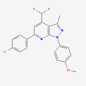 molecular formula C21H16ClF2N3O B4349014 4-[6-(4-CHLOROPHENYL)-4-(DIFLUOROMETHYL)-3-METHYL-1H-PYRAZOLO[3,4-B]PYRIDIN-1-YL]PHENYL METHYL ETHER 