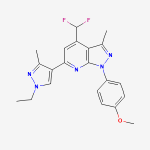 molecular formula C21H21F2N5O B4349037 4-[4-(DIFLUOROMETHYL)-6-(1-ETHYL-3-METHYL-1H-PYRAZOL-4-YL)-3-METHYL-1H-PYRAZOLO[3,4-B]PYRIDIN-1-YL]PHENYL METHYL ETHER 