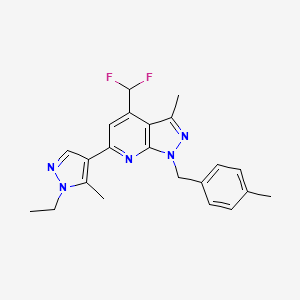 molecular formula C22H23F2N5 B4349038 4-(difluoromethyl)-6-(1-ethyl-5-methyl-1H-pyrazol-4-yl)-3-methyl-1-(4-methylbenzyl)-1H-pyrazolo[3,4-b]pyridine 