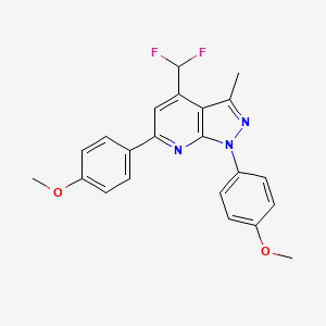 molecular formula C22H19F2N3O2 B4349099 4-[4-(DIFLUOROMETHYL)-1-(4-METHOXYPHENYL)-3-METHYL-1H-PYRAZOLO[3,4-B]PYRIDIN-6-YL]PHENYL METHYL ETHER 