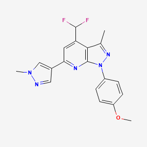 molecular formula C19H17F2N5O B4349118 4-[4-(DIFLUOROMETHYL)-3-METHYL-6-(1-METHYL-1H-PYRAZOL-4-YL)-1H-PYRAZOLO[3,4-B]PYRIDIN-1-YL]PHENYL METHYL ETHER 