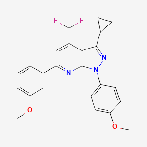 molecular formula C24H21F2N3O2 B4349143 3-[3-CYCLOPROPYL-4-(DIFLUOROMETHYL)-1-(4-METHOXYPHENYL)-1H-PYRAZOLO[3,4-B]PYRIDIN-6-YL]PHENYL METHYL ETHER 