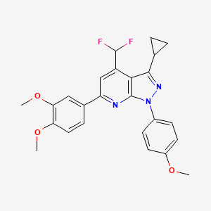 molecular formula C25H23F2N3O3 B4349148 3-cyclopropyl-4-(difluoromethyl)-6-(3,4-dimethoxyphenyl)-1-(4-methoxyphenyl)-1H-pyrazolo[3,4-b]pyridine 