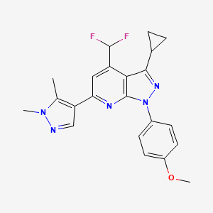 molecular formula C22H21F2N5O B4349150 3-cyclopropyl-4-(difluoromethyl)-6-(1,5-dimethyl-1H-pyrazol-4-yl)-1-(4-methoxyphenyl)-1H-pyrazolo[3,4-b]pyridine 