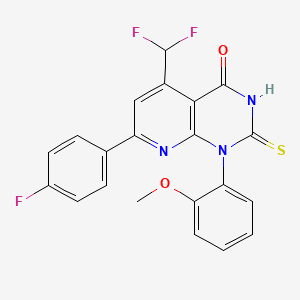 molecular formula C21H14F3N3O2S B4349195 5-(difluoromethyl)-7-(4-fluorophenyl)-1-(2-methoxyphenyl)-2-sulfanylpyrido[2,3-d]pyrimidin-4(1H)-one 