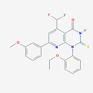 molecular formula C23H19F2N3O3S B4349201 5-(difluoromethyl)-1-(2-ethoxyphenyl)-7-(3-methoxyphenyl)-2-sulfanylpyrido[2,3-d]pyrimidin-4(1H)-one 