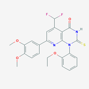 5-(difluoromethyl)-7-(3,4-dimethoxyphenyl)-1-(2-ethoxyphenyl)-2-sulfanylpyrido[2,3-d]pyrimidin-4(1H)-one