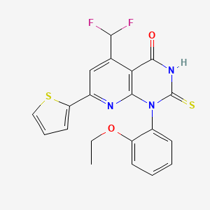 molecular formula C20H15F2N3O2S2 B4349234 5-(DIFLUOROMETHYL)-1-(2-ETHOXYPHENYL)-2-SULFANYL-7-(2-THIENYL)PYRIDO[2,3-D]PYRIMIDIN-4(1H)-ONE 