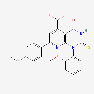 molecular formula C23H19F2N3O2S B4349259 5-(difluoromethyl)-7-(4-ethylphenyl)-1-(2-methoxyphenyl)-2-sulfanylpyrido[2,3-d]pyrimidin-4(1H)-one 