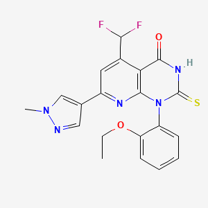 molecular formula C20H17F2N5O2S B4349278 5-(difluoromethyl)-1-(2-ethoxyphenyl)-7-(1-methyl-1H-pyrazol-4-yl)-2-sulfanylpyrido[2,3-d]pyrimidin-4(1H)-one 