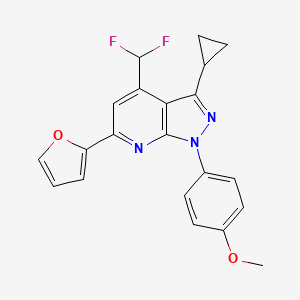 molecular formula C21H17F2N3O2 B4349307 3-cyclopropyl-4-(difluoromethyl)-6-(2-furyl)-1-(4-methoxyphenyl)-1H-pyrazolo[3,4-b]pyridine 