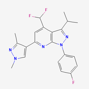 molecular formula C21H20F3N5 B4349314 4-(difluoromethyl)-6-(1,3-dimethyl-1H-pyrazol-4-yl)-1-(4-fluorophenyl)-3-isopropyl-1H-pyrazolo[3,4-b]pyridine 