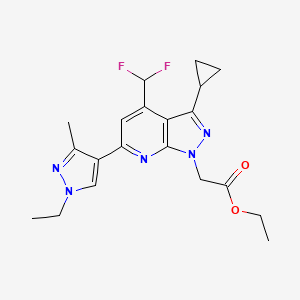 molecular formula C20H23F2N5O2 B4349330 ETHYL 2-[3-CYCLOPROPYL-4-(DIFLUOROMETHYL)-6-(1-ETHYL-3-METHYL-1H-PYRAZOL-4-YL)-1H-PYRAZOLO[3,4-B]PYRIDIN-1-YL]ACETATE 