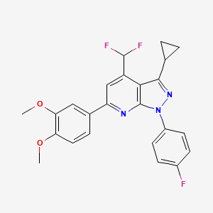 3-cyclopropyl-4-(difluoromethyl)-6-(3,4-dimethoxyphenyl)-1-(4-fluorophenyl)-1H-pyrazolo[3,4-b]pyridine