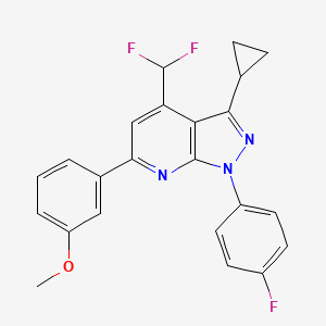 molecular formula C23H18F3N3O B4349349 3-[3-CYCLOPROPYL-4-(DIFLUOROMETHYL)-1-(4-FLUOROPHENYL)-1H-PYRAZOLO[3,4-B]PYRIDIN-6-YL]PHENYL METHYL ETHER 