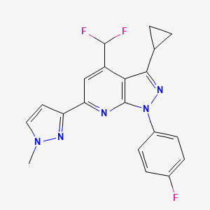 molecular formula C20H16F3N5 B4349361 3-cyclopropyl-4-(difluoromethyl)-1-(4-fluorophenyl)-6-(1-methyl-1H-pyrazol-3-yl)-1H-pyrazolo[3,4-b]pyridine 