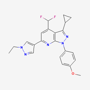 molecular formula C22H21F2N5O B4349373 3-cyclopropyl-4-(difluoromethyl)-6-(1-ethyl-1H-pyrazol-4-yl)-1-(4-methoxyphenyl)-1H-pyrazolo[3,4-b]pyridine 