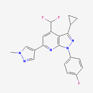 molecular formula C20H16F3N5 B4349422 3-cyclopropyl-4-(difluoromethyl)-1-(4-fluorophenyl)-6-(1-methyl-1H-pyrazol-4-yl)-1H-pyrazolo[3,4-b]pyridine 