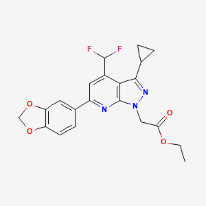 molecular formula C21H19F2N3O4 B4349430 ETHYL 2-[6-(1,3-BENZODIOXOL-5-YL)-3-CYCLOPROPYL-4-(DIFLUOROMETHYL)-1H-PYRAZOLO[3,4-B]PYRIDIN-1-YL]ACETATE 