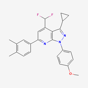 molecular formula C25H23F2N3O B4349441 3-cyclopropyl-4-(difluoromethyl)-6-(3,4-dimethylphenyl)-1-(4-methoxyphenyl)-1H-pyrazolo[3,4-b]pyridine 