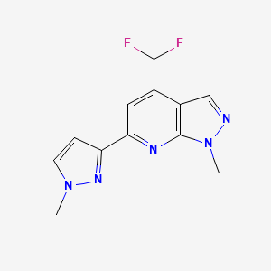 molecular formula C12H11F2N5 B4349464 4-(difluoromethyl)-1-methyl-6-(1-methyl-1H-pyrazol-3-yl)-1H-pyrazolo[3,4-b]pyridine 