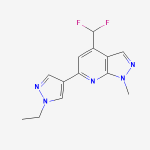 molecular formula C13H13F2N5 B4349508 4-(difluoromethyl)-6-(1-ethyl-1H-pyrazol-4-yl)-1-methyl-1H-pyrazolo[3,4-b]pyridine 